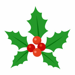  Holly sprig vector illustration 