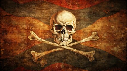 Naklejka premium Grunge pirate flag with skull and crossbones , pirate, flag, skull, crossbones, grunge, vintage, rebellion, danger, black