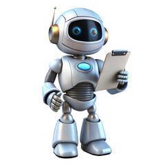 robot holding document 3d illustration