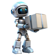 robot lifting box 3d illustration