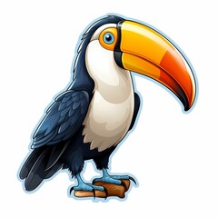 Fototapeta premium A vibrant and whimsical illustration of a toucan with a strikingly colorful beak and detailed feathers.