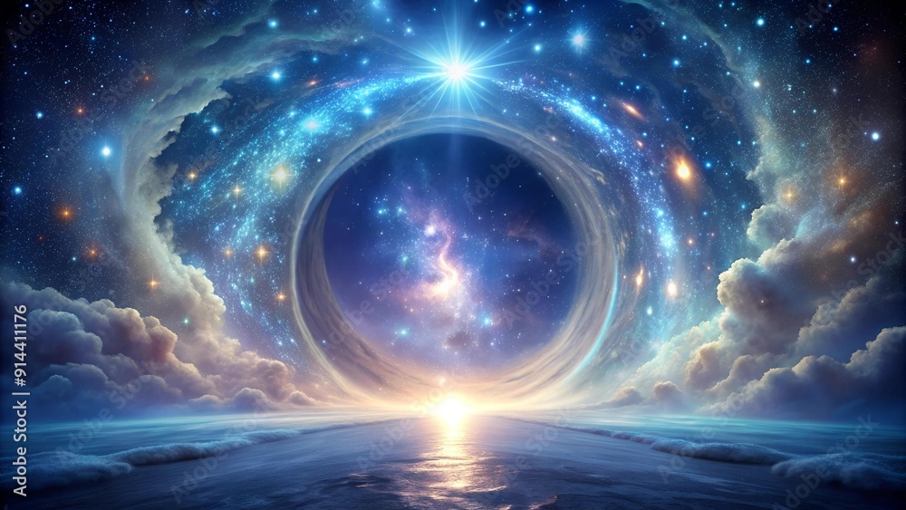 Wall mural celestial gateway: an ethereal portal shimmering with stardust generative ai