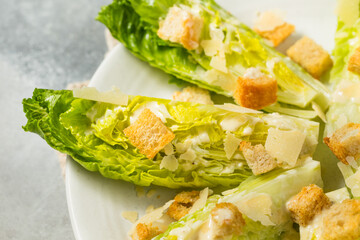 Healthy Caesar Salad Spears Appetizer