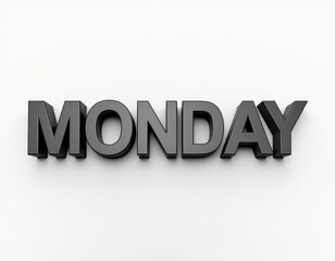 Bold black 'MONDAY' text on a clean white background.