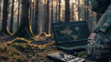 The soldier with laptop