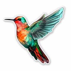 Obraz premium A vibrant and detailed illustration of a hummingbird in flight, capturing its lively and colorful nature.