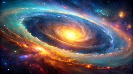 Obraz premium Cosmic Tapestry: A Symphony of Stellar Hues Generative AI