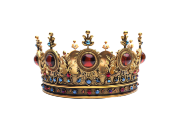 Detailed Medieval King’s Crown with Intricate Features Isolated on Transparent Background