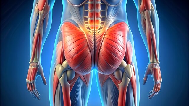 A Comprehensive Guide to Gluteal Muscle Anatomy and Pain Points: A Detailed Medical Illustration  Generative AI