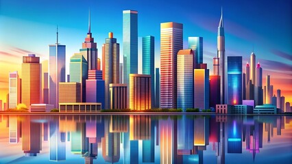 A Symphony of Steel and Glass: A Modern Metropolis Skyline  Generative AI