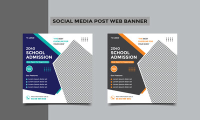 School admission social media post square banner design.