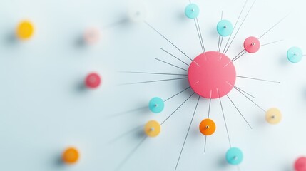 A minimalist circular network diagram depicting the different stakeholders involved in a specific project, with nodes representing individuals or organizations and connections representing
