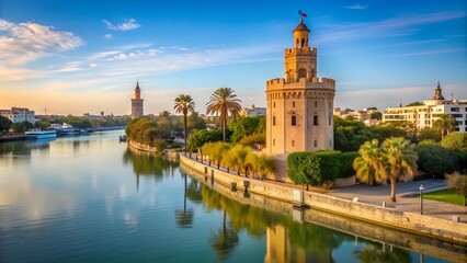 Fototapeta premium The Torre del Oro: A Majestic Sentinel of Seville AI generated