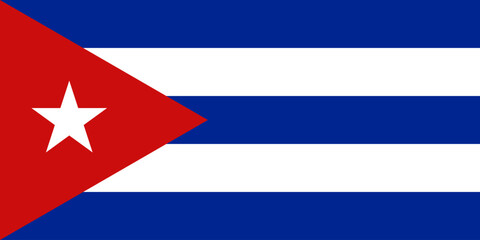 The official national flag of the Cuba. Flag of the Republic of Cuba. Correct proportions and colors. Vector illustration