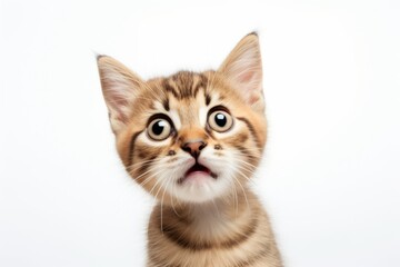 photograph of Cute funny kitten on white background