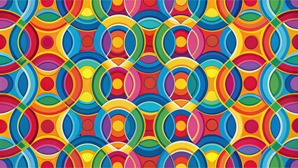 Fototapeta premium Colorful geometric abstract pattern with overlapping circles and arcs, geometric, abstract, pattern, colorful, circles, arcs