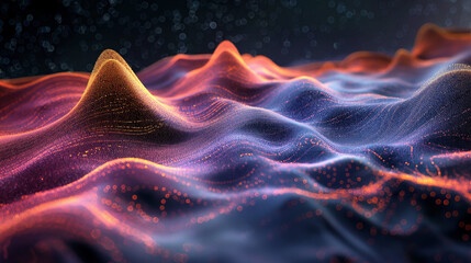 Obraz premium A colorful, abstract image of a wave with a purple and orange hue