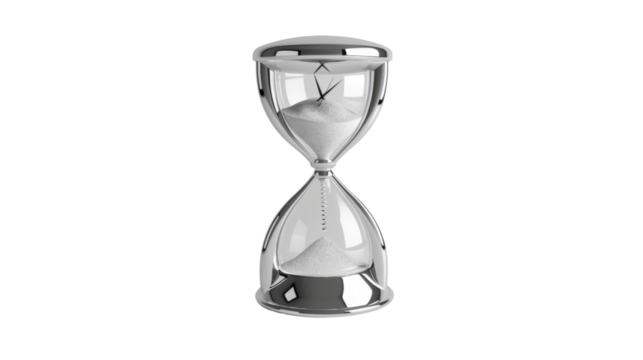 Sand clock hourglass on transparent background