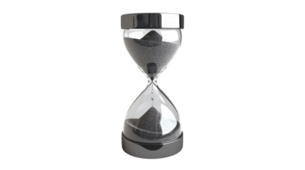 Sand clock hourglass on transparent background