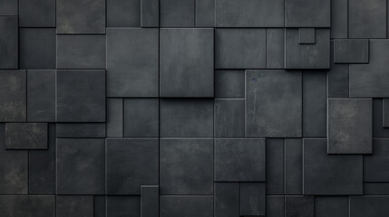 A black wall made of square tiles