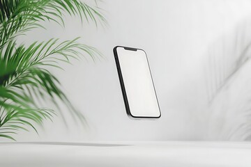 Smartphone Mockup with Blank Screen on White Background