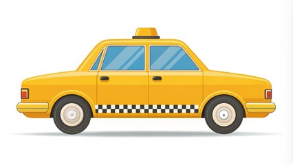 Iconic Yellow Taxi Cab Illustration - Simple Flat Design  Generative AI