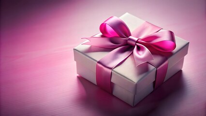 Fototapeta premium A Timeless Treasure: Exquisite Gift Box with Pink Ribbon and Bow for Romantic Occasions AI generated