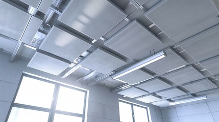 Ceiling Tiles. Acoustic Panel for Insulation and Acoustical Ceiling in Industrial Construction