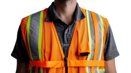 Safety vest safeguard on transparent background