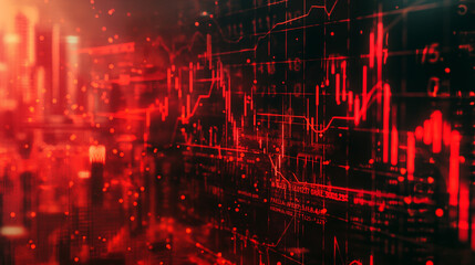 A red background with a lot of dots and lines