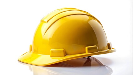 Fototapeta premium Sun-Kissed Yellow Helmet Against a Pristine White Background AI generated