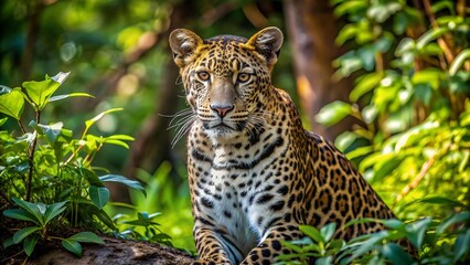 The Shadow of the Jungle: A Leopard's Hunt in Sri Lanka  generative AI