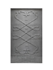 Old decorated metal door isolated on white background