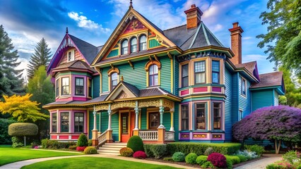 A Symphony of Colors: Revitalizing a Historic Victorian Home with Vibrant Hues  AI Generated