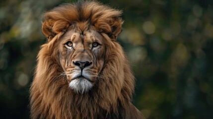 Majestic lion with a powerful stare and a thick mane.