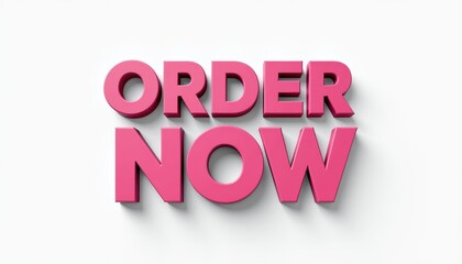 Fototapeta premium Bold pink 'ORDER NOW' text on a clean white background.
