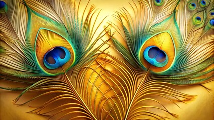 Obraz premium Ethereal Tapestry of Peacock Feathers generative AI