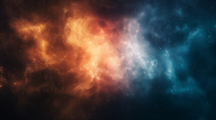 A colorful space background with orange and blue swirls