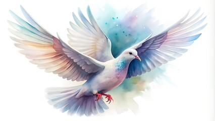 Obraz premium A Dreamy Dove in Watercolor Hues Generative AI