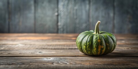 Green mini pumpkin on wooden gray table, close-up, minimalism, green, mini, pumpkin, wooden, gray, table, close-up, minimalism