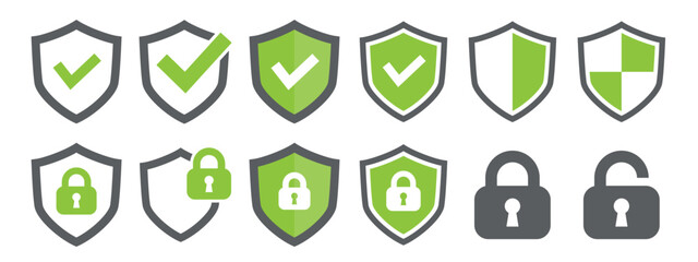 Obraz premium security shield icons.,Icons related to privacy protection.