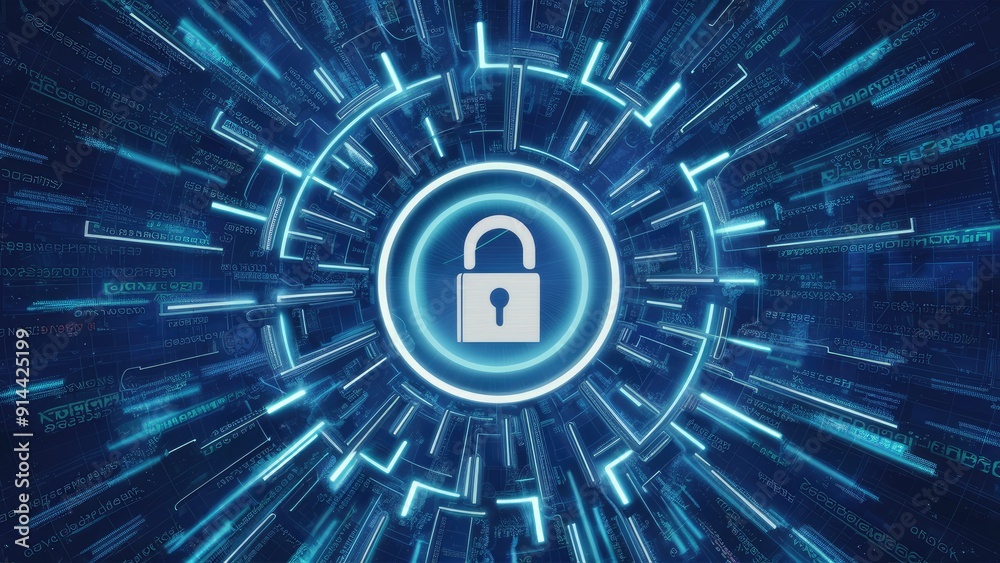 Poster cybersecurity landscape emphasizing the importance of secure cyberspace in combatting cyber attacks