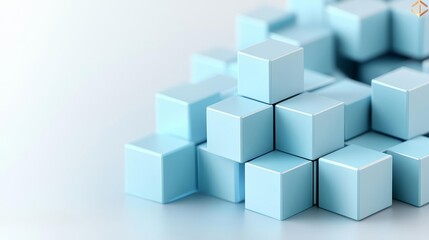 Obraz premium Cluster of interconnected blue cubes, sharp edges and reflections, depth and perspective, futuristic sci-fi theme