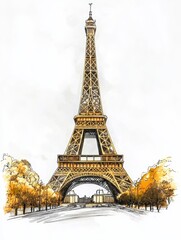 Eiffel Tower in Sketch Style