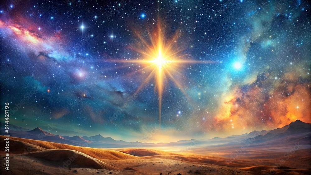 Canvas Prints celestial tapestry: a star of bethlehem in a cosmic landscape generative ai