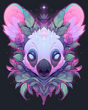 recommend clip art: Koala head art nouveau illustration
