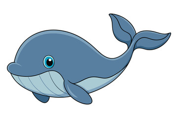 Fototapeta premium Gentle Whale Swimming in the Ocean - Cute Vector Illustration