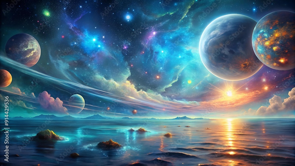Canvas Prints celestial symphony: a vibrant alien world generative ai