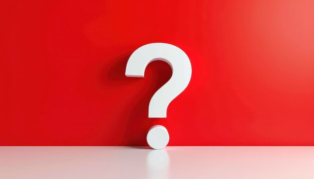 White question mark against a vibrant red background.