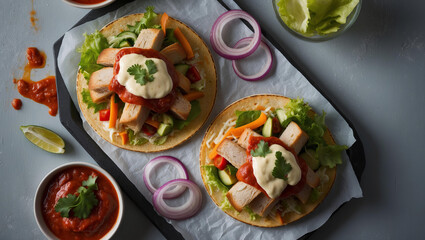 Tasty pork tortas filled with fresh vegetables and sauces, ready to enjoy with friends